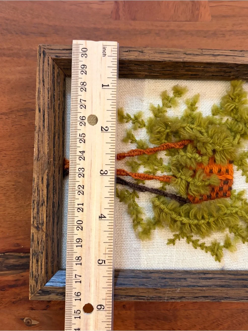 Vtg 1975 Jiffy Stitchery Asparagus Fern Crewel Embroidery Framed Art 5x7 Boho